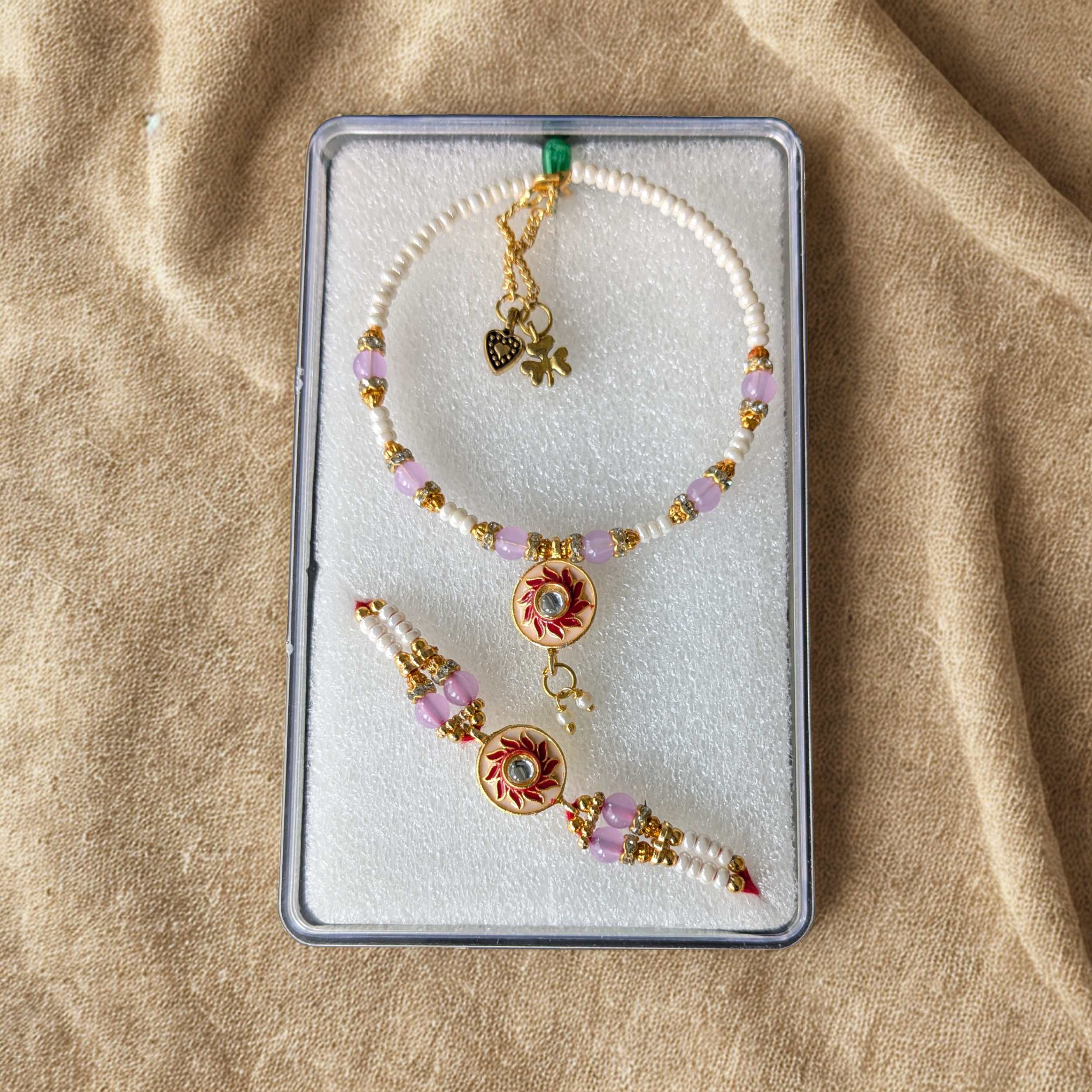 SuryaSaathi Rakhi and Bracelet Set - Sun-Inspired Rakhi for Bhai Bhabhi