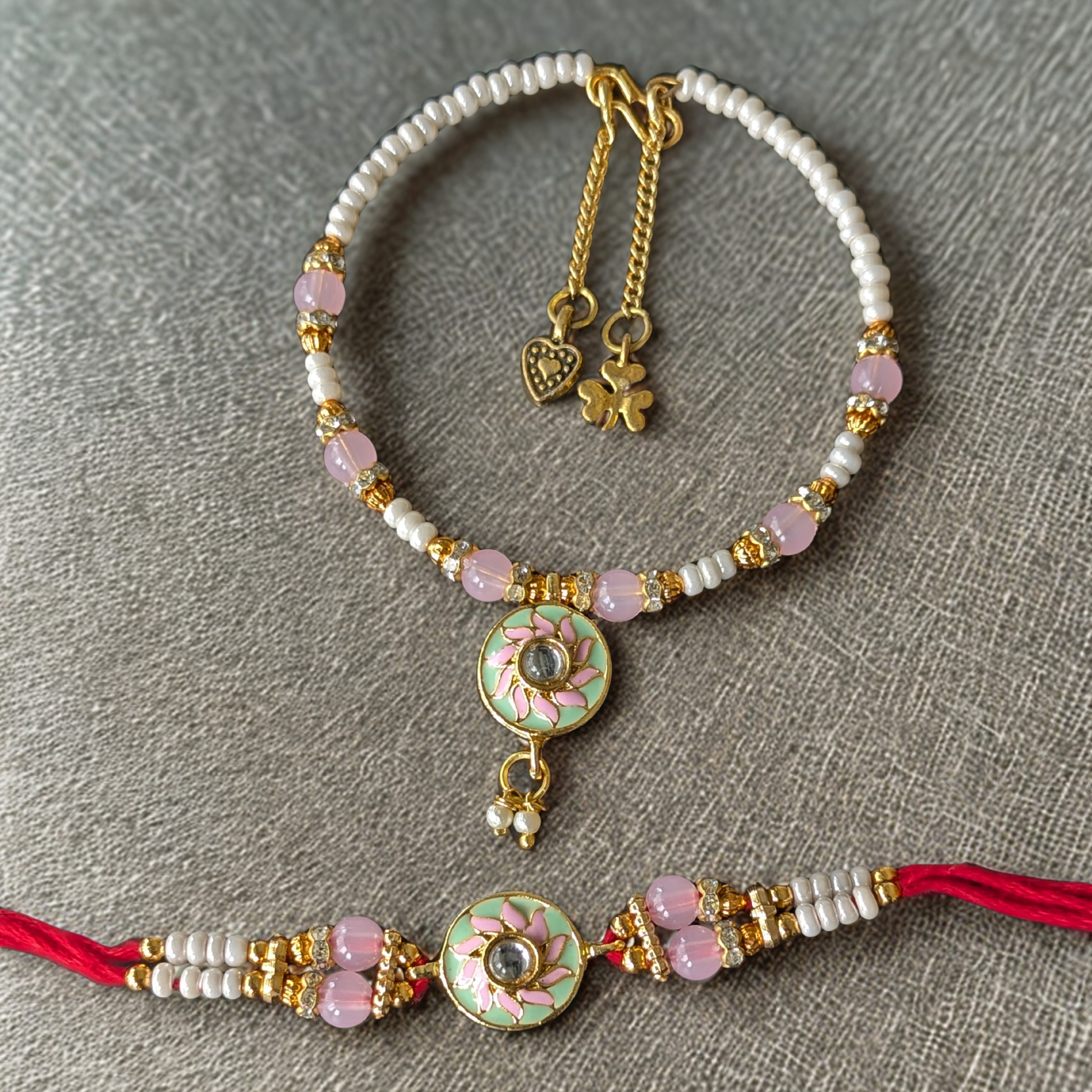 Lotus Bond: Elegant Handcrafted Rakhi with Spiritual Lotus Charm