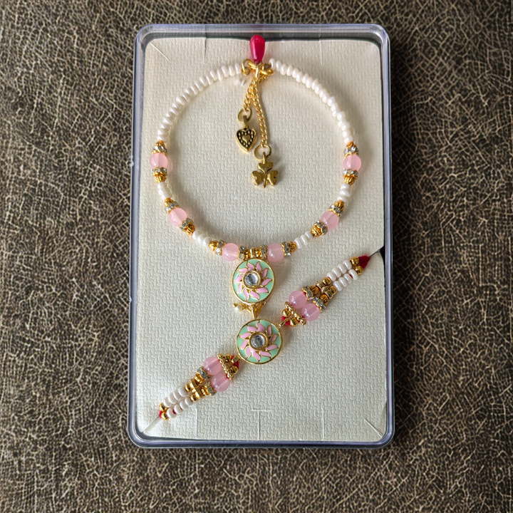 Lotus Bond: Elegant Handcrafted Rakhi with Spiritual Lotus Charm