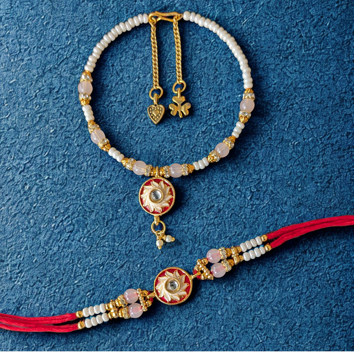 Suryavanshi Glow - Kundan Rakhi Set for Bhai Bhabhi