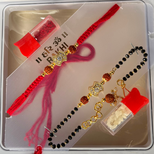 Raksha Sutra Duo Rakhi - Beads Rakhi & Bhabhi Bracelet Raksha Bandhan Set