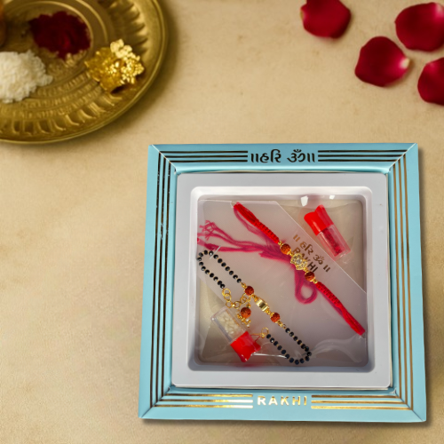 Raksha Sutra Duo Rakhi - Beads Rakhi & Bhabhi Bracelet Raksha Bandhan Set