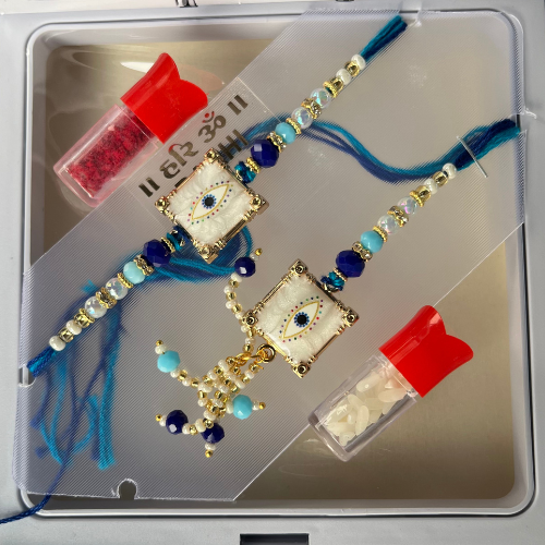 Divine Bond Rakhi Set Inspired by Krishna Leela - Handcrafted & Spiritual Rakhi Combo