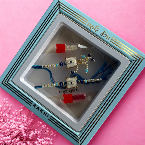Divine Bond Rakhi Set Inspired by Krishna Leela - Handcrafted & Spiritual Rakhi Combo