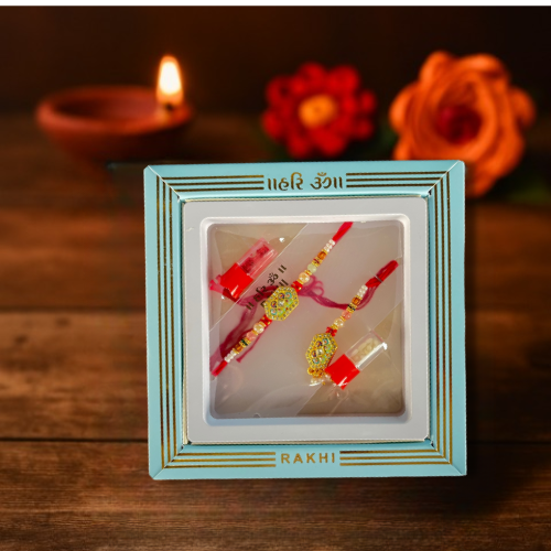 Golden Guardian Rakhi Pair with Regal Touch