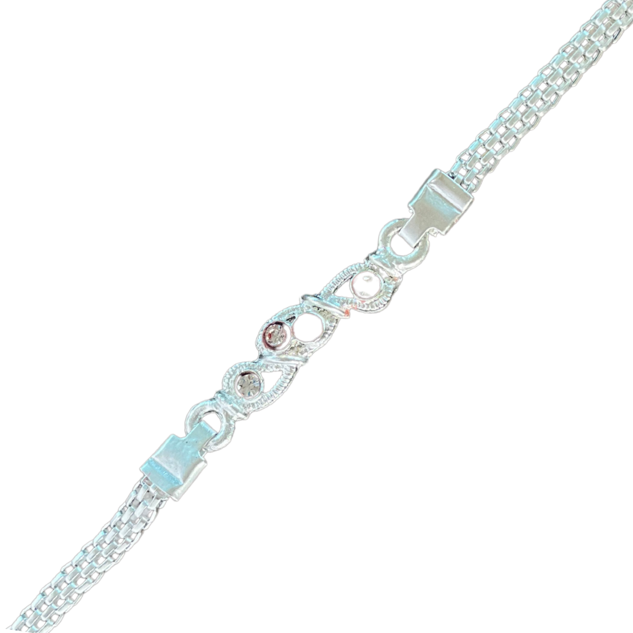 Elegant Silver Chain Rakhi with Stone Detailing