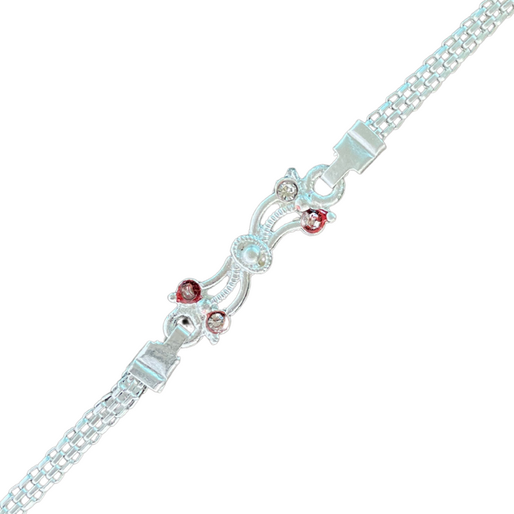 Silver Dual-Chain Rakhi with Crystal Accent