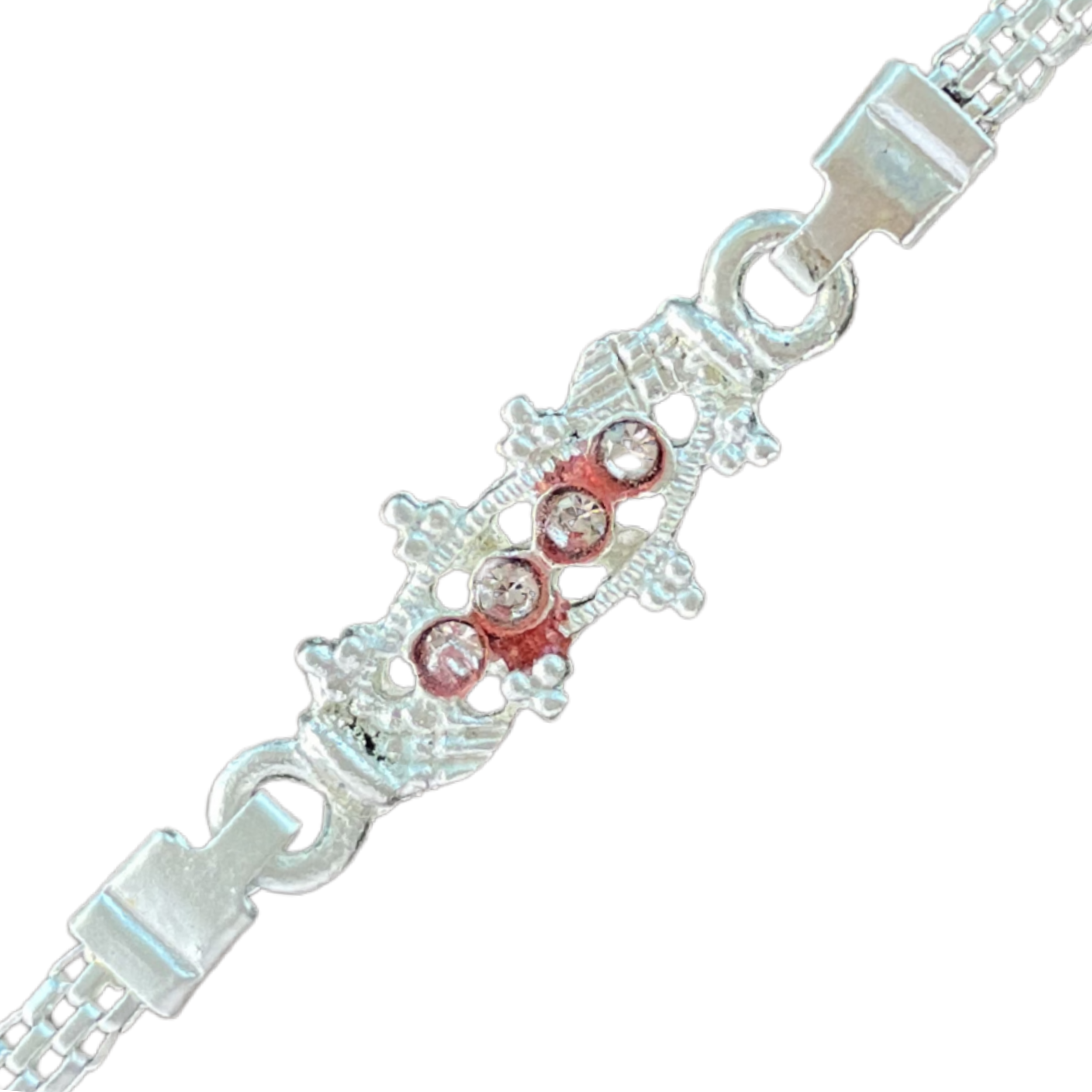 Elegant Silver-Tone Floral Filigree Rakhi for Brother