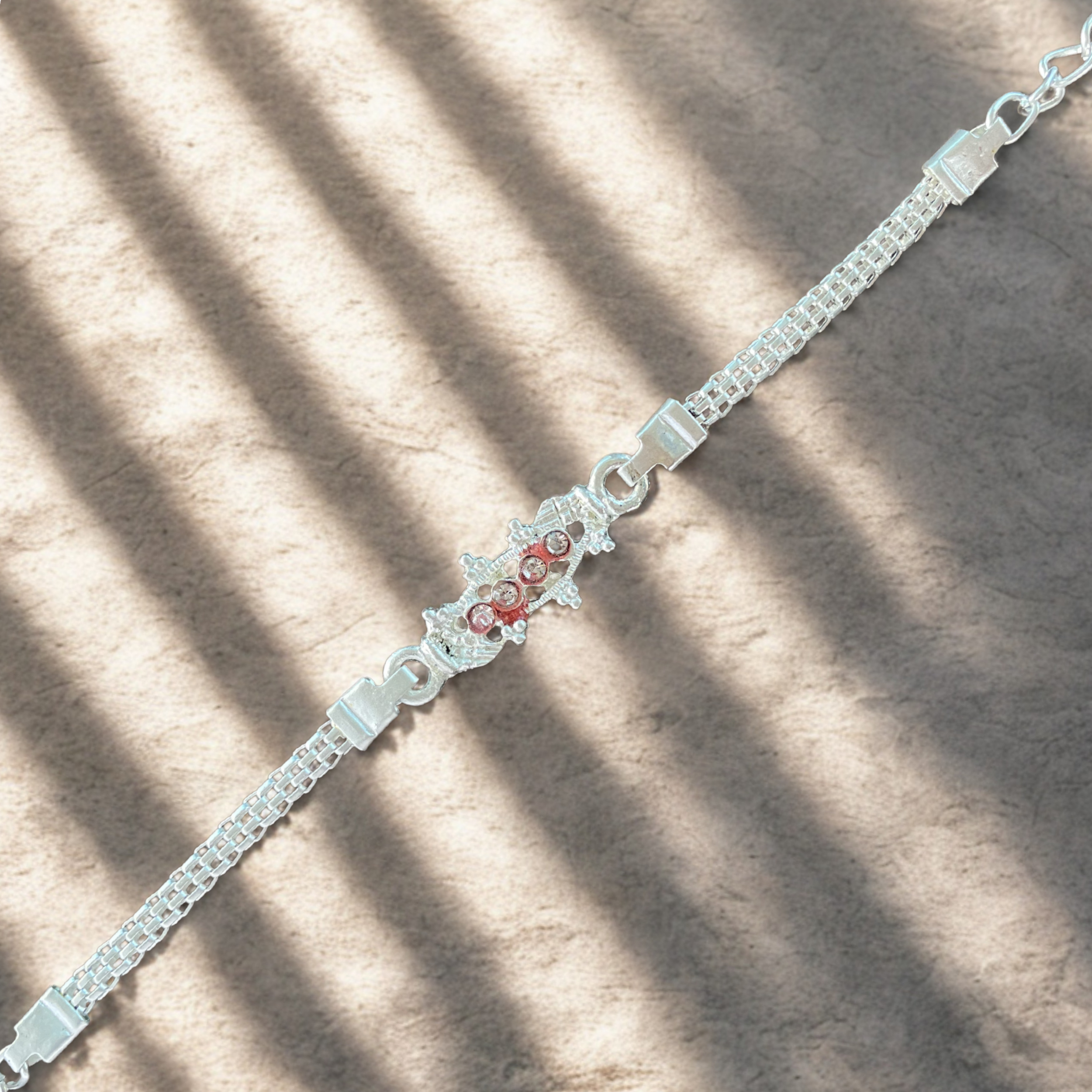 Elegant Silver-Tone Floral Filigree Rakhi for Brother