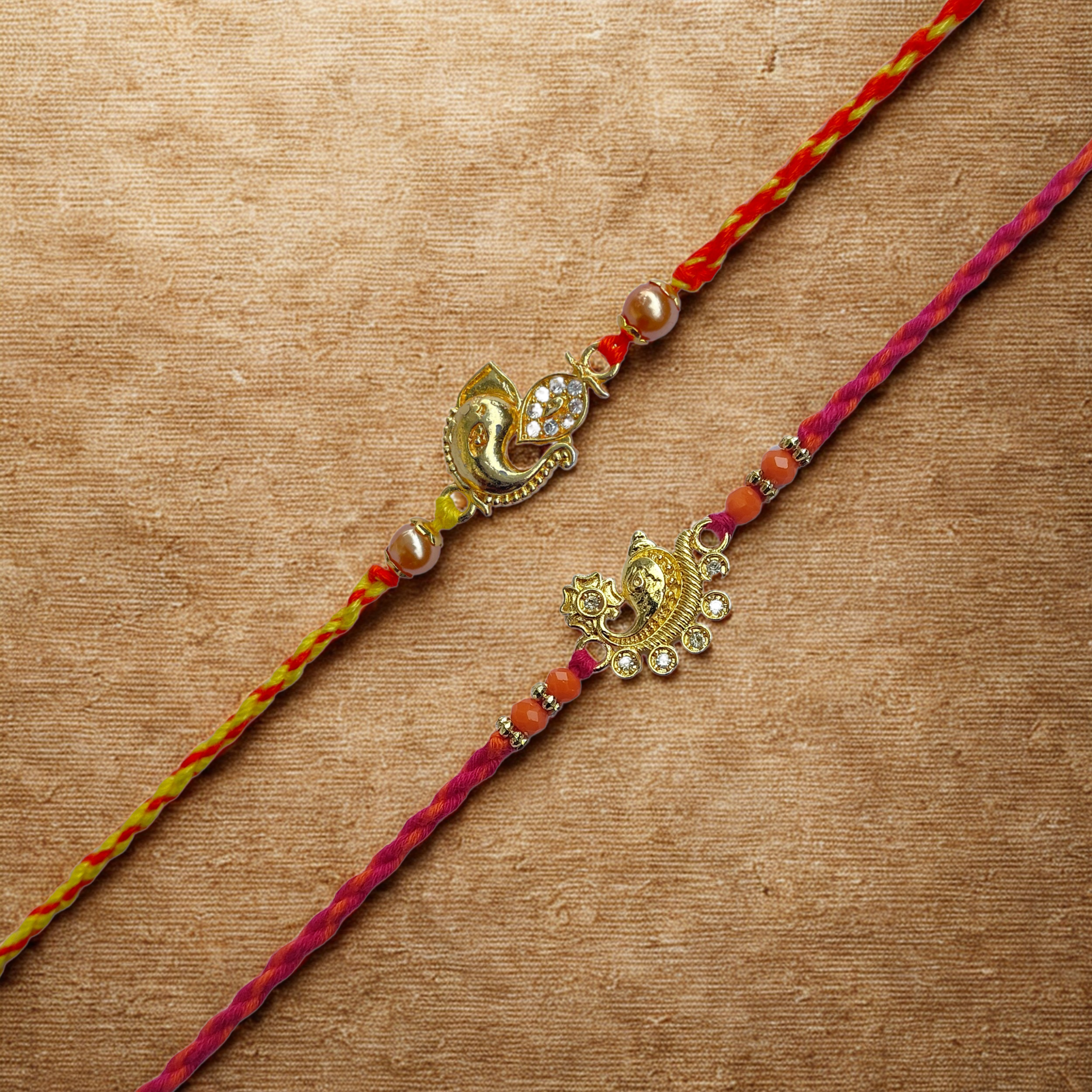 Set of 2 Traditional Paisley Designer Rakhis for Brother