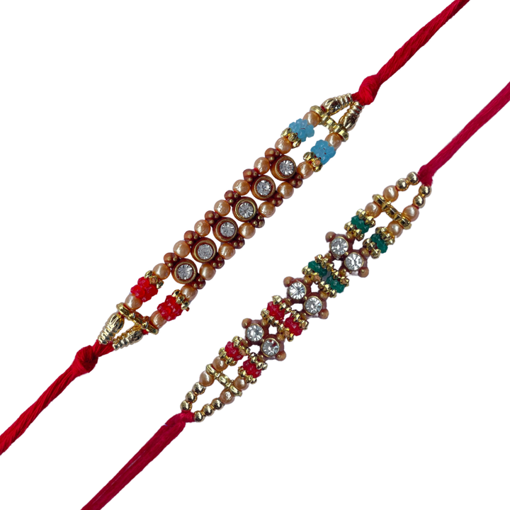 Set of 2 Traditional Multicolour Beaded Rakhis for Brother