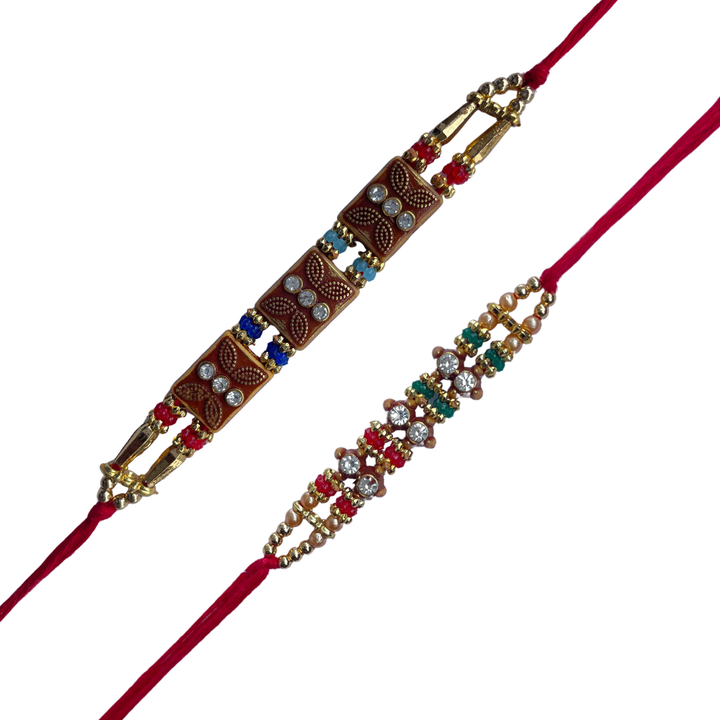 Set of 2 Designer Beaded Rakhis for Brother