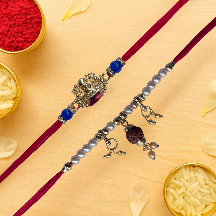 Set of 2 Divine Rakhis – Shivling & Rudraksha Combo