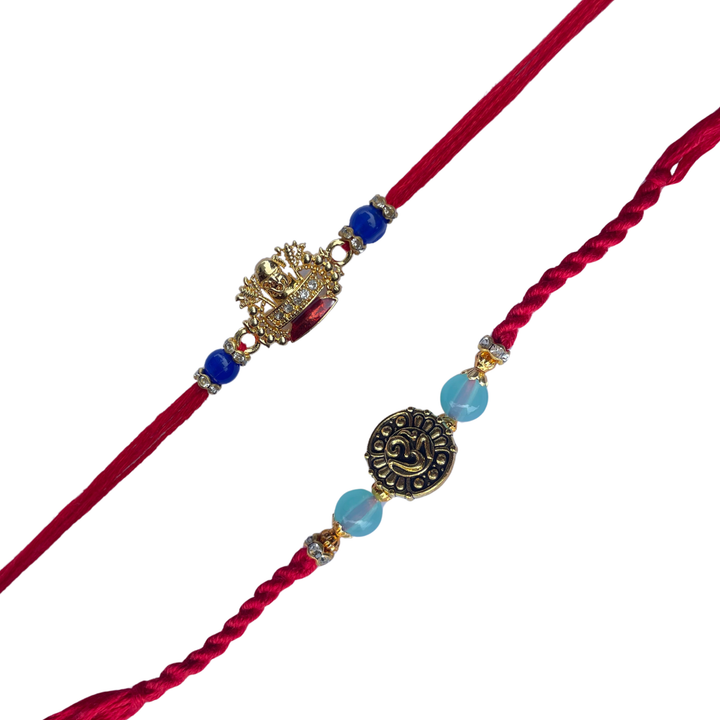 Set of 2 Spiritual Om & Shivling Rakhi Set for Brother