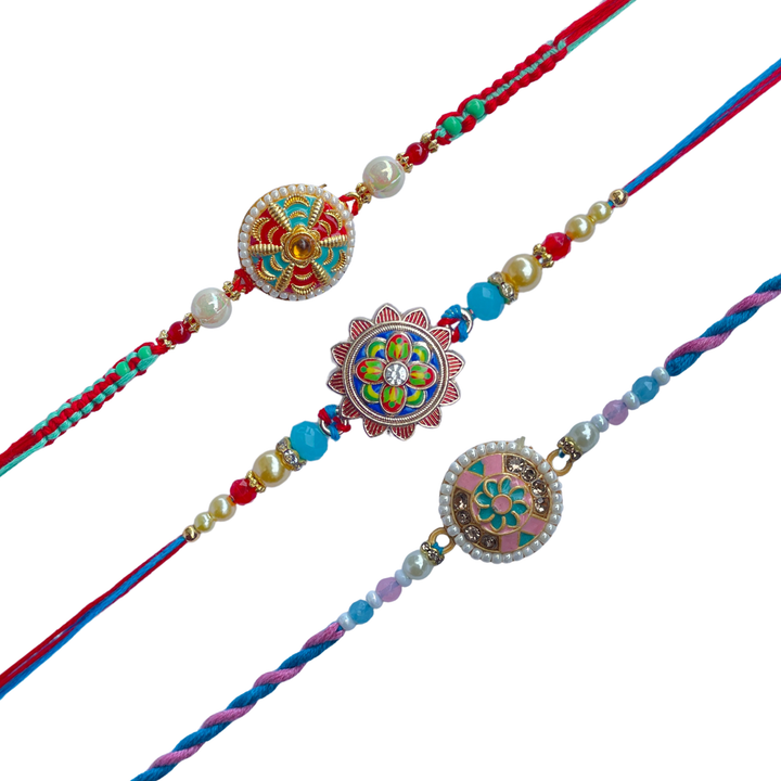 Set of 3 Artistic Floral Rakhi & Designer Rakhis